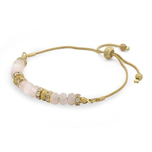 Lpink Semi Precious St Adjustable Bracelet GoldT - Mimmic Fashion Jewelry