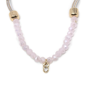 Liquid Metal Necklace with Pink Glass Beads Gold/White - Mimmic Fashion Jewelry