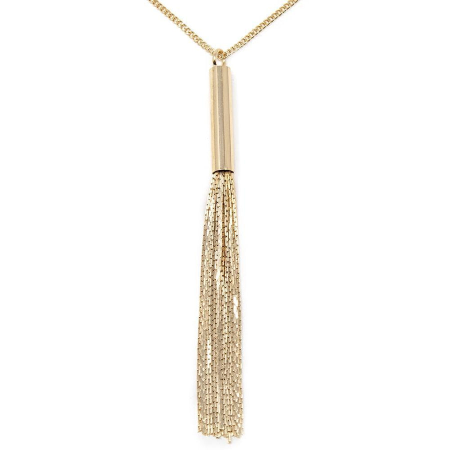 Long Necklace With Chain Tassel Gold Tone - Mimmic Fashion Jewelry