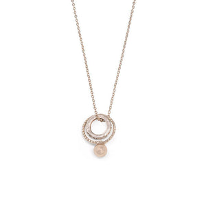 Long Neck With CZ Ring Pendant RoseGold Pl - Mimmic Fashion Jewelry