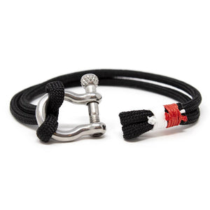 Men's Rope Bracelet with Shackle Black Large - Mimmic Fashion Jewelry