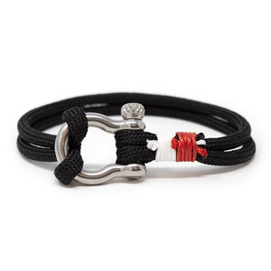 Men's Rope Bracelet with Shackle Black Large - Mimmic Fashion Jewelry