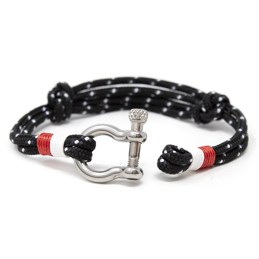 Men's Rope Bracelet with Shackle Black and White - Mimmic Fashion Jewelry