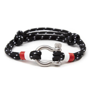 Men's Rope Bracelet with Shackle Black and White - Mimmic Fashion Jewelry