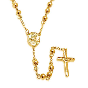 Men's Stainless Steel 18 Kt Gold Rosary Necklace