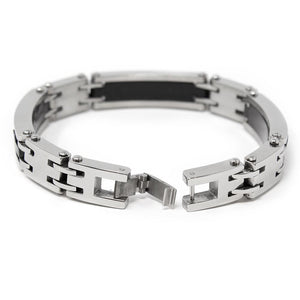 Men's Stainless Steel Cable Inlay Link Bracelet - Mimmic Fashion Jewelry