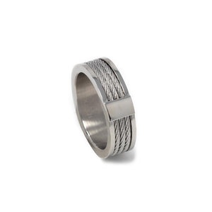 Men's Stainless Steel Cable Ring - Mimmic Fashion Jewelry