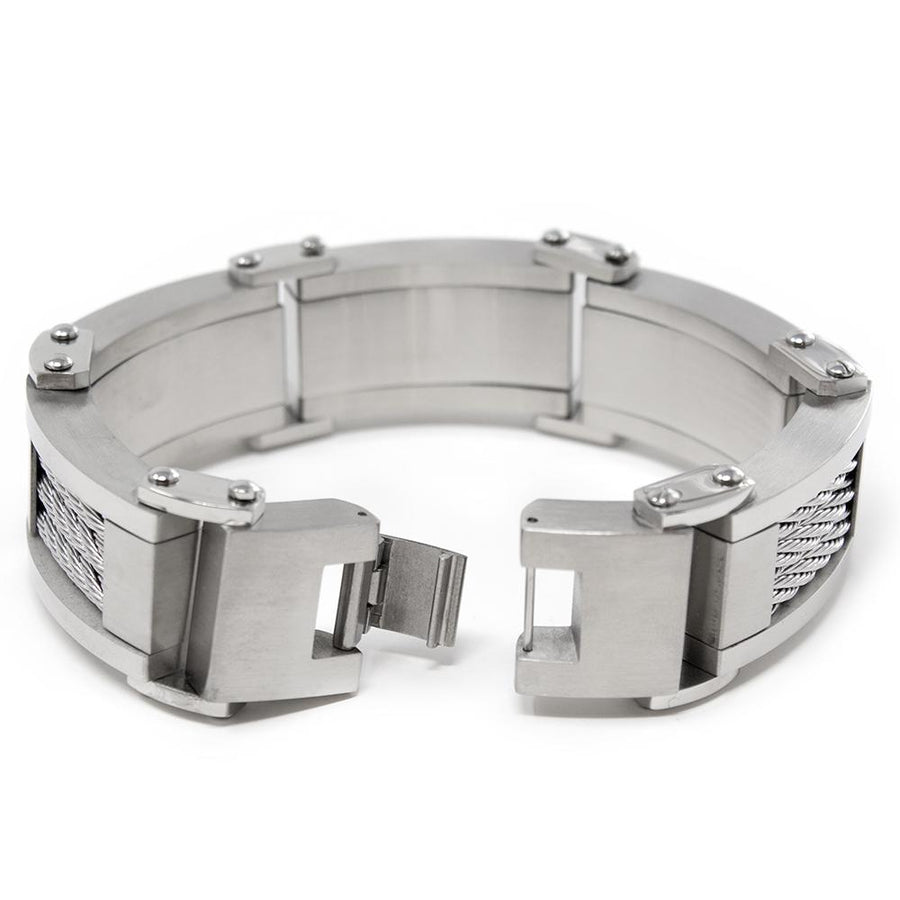 Men's Stainless Steel Chunky Three Cable Link Bracelet - Mimmic Fashion Jewelry