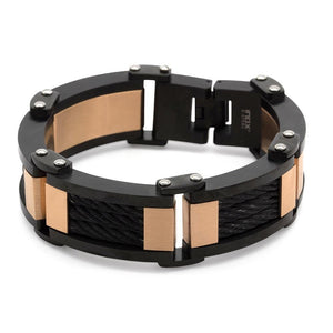 Men's Stainless St. Chunky 3 Cable Link Bracelet RoseGold - Mimmic Fashion Jewelry