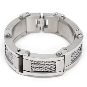 Men's Stainless Steel Chunky Three Cable Link Bracelet - Mimmic Fashion Jewelry