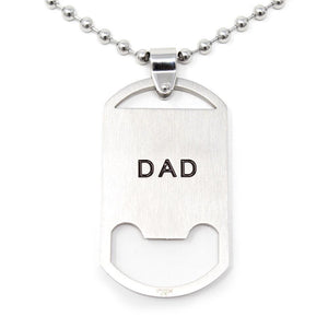 Men's Stainless Steel Dad Pendant on Ball Chain 24 Inch - Mimmic Fashion Jewelry