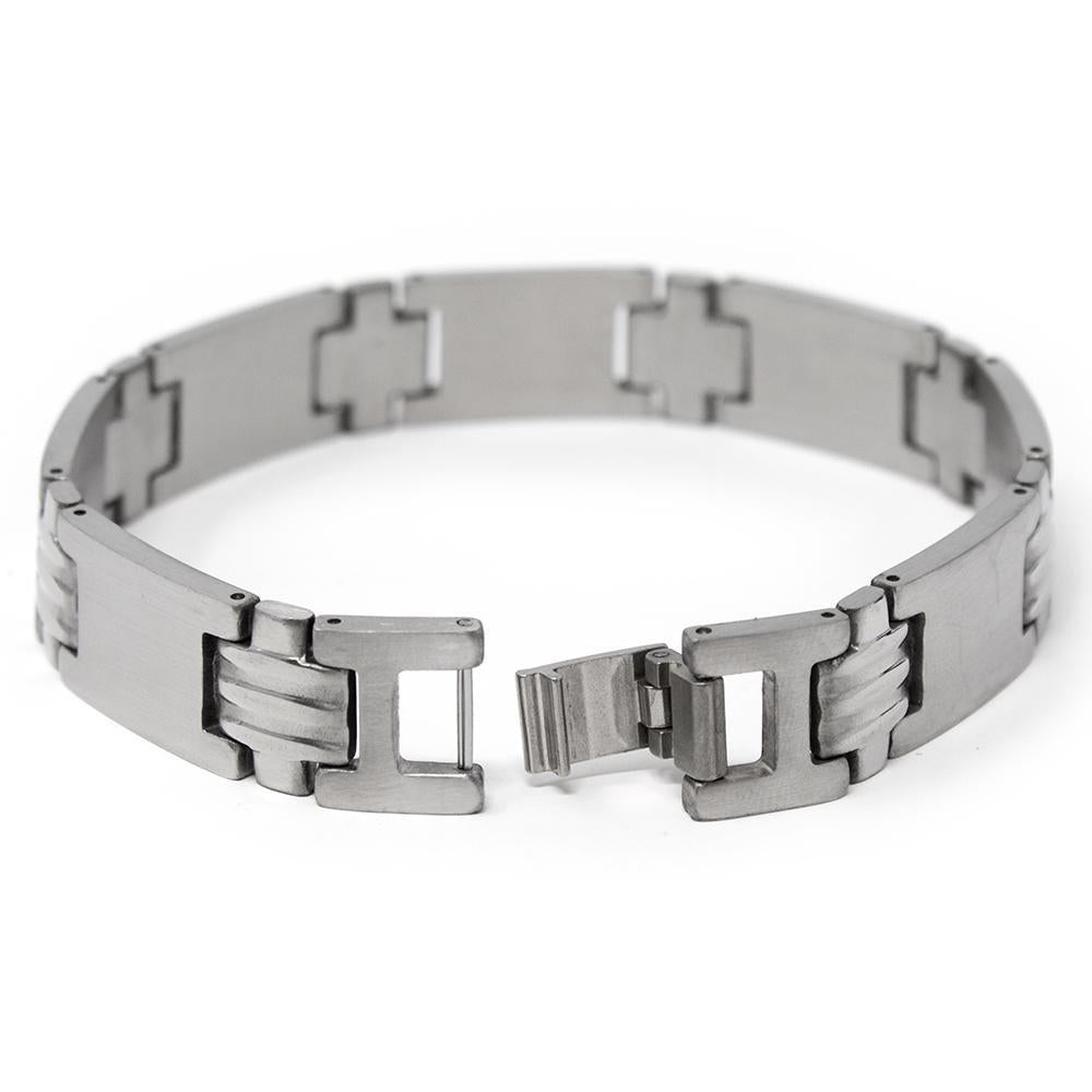 Men's Stainless Steel H Design Link Bracelet