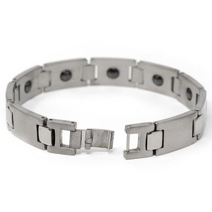 Men's Stainless Steel H Plain Link Bracelet with Magnet - Mimmic Fashion Jewelry