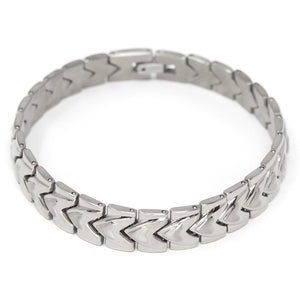 Men's Stainless Steel Heart Link Bracelet with Magnet - Mimmic Fashion Jewelry