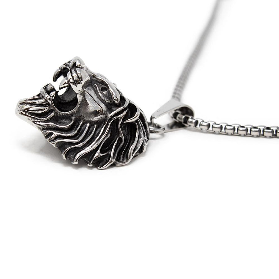 Men's Stainless Steel Lion Head Pendant in Chain - Mimmic Fashion Jewelry