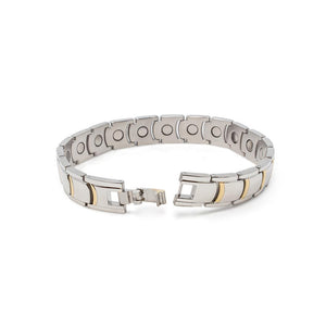 Men's Stainless St. Magnet Link Bracelet 2Tone - Mimmic Fashion Jewelry