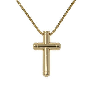 Men's Stainless Steel Neck W Rounded Cross Pendant