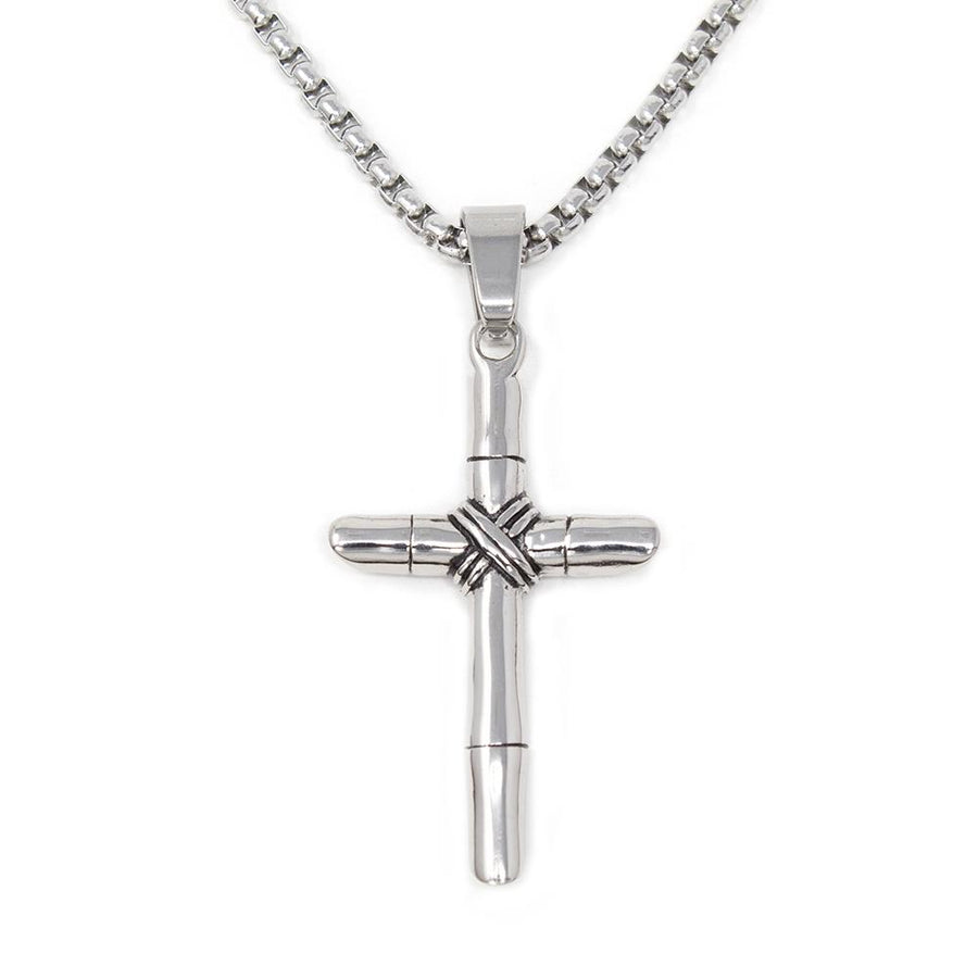 Men's Stainless Steel Necklace with Cross Pendant - Mimmic Fashion Jewelry