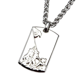 Men's Stainless St Raising Flag Pendant on chain - Mimmic Fashion Jewelry