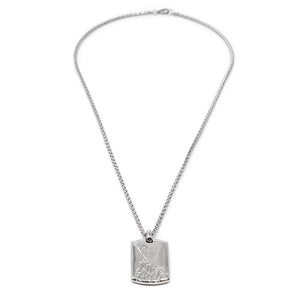 Men's Stainless Steel Raising Flag Pendant on Chain - Mimmic Fashion Jewelry