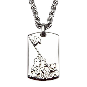 Men's Stainless St Raising Flag Pendant on chain - Mimmic Fashion Jewelry