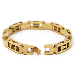 Men's Stainless Steel Spring Link Bracelet Gold Plated - Mimmic Fashion Jewelry