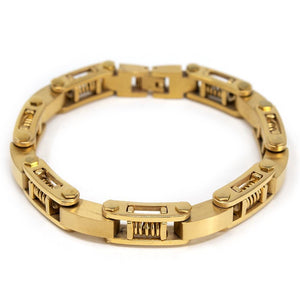 Men's Stainless Steel Spring Link Bracelet Gold Plated - Mimmic Fashion Jewelry