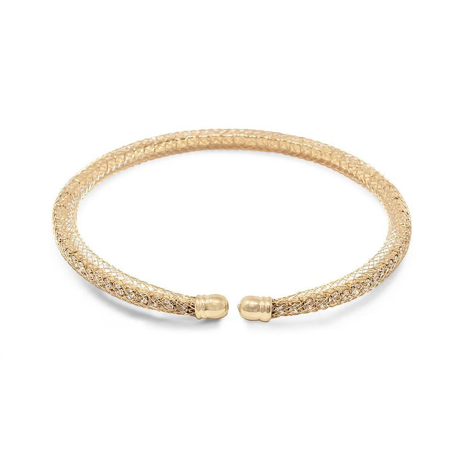 Mesh Clear Crystal Bracelet Bangle Gold Tone - Mimmic Fashion Jewelry