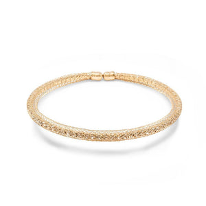 Mesh Clear Crystal Bracelet Bangle Gold Tone - Mimmic Fashion Jewelry