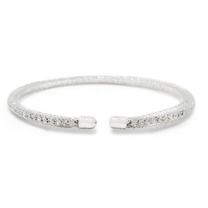Mesh Clear Crystal Bracelet Bangle Rhodium Pl - Mimmic Fashion Jewelry