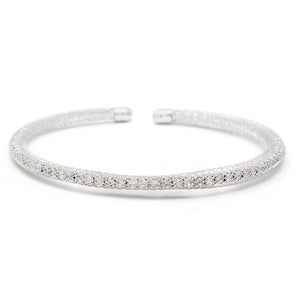 Mesh Clear Crystal Bracelet Bangle Rhodium Pl - Mimmic Fashion Jewelry