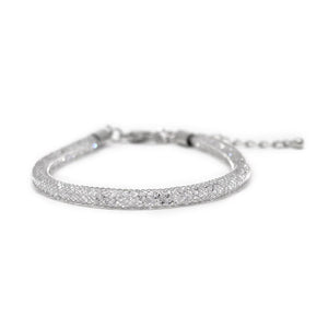 Mesh Clear Crystal Bracelet Rhodium Pl - Mimmic Fashion Jewelry