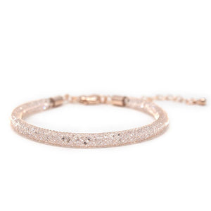 Mesh Clear Crystal Bracelet Rose Gold Tone - Mimmic Fashion Jewelry