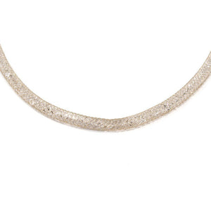 Mesh Clear Crystal Neck Gold Tone - Mimmic Fashion Jewelry
