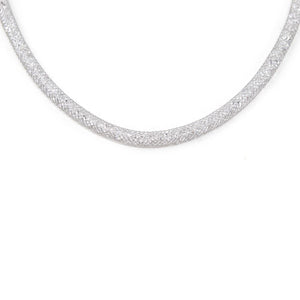 Mesh Clear Crystal Necklace Rhodium Plated - Mimmic Fashion Jewelry