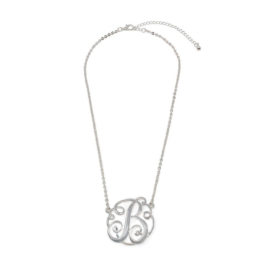 Monogram initial Necklace B SilverTone - Mimmic Fashion Jewelry