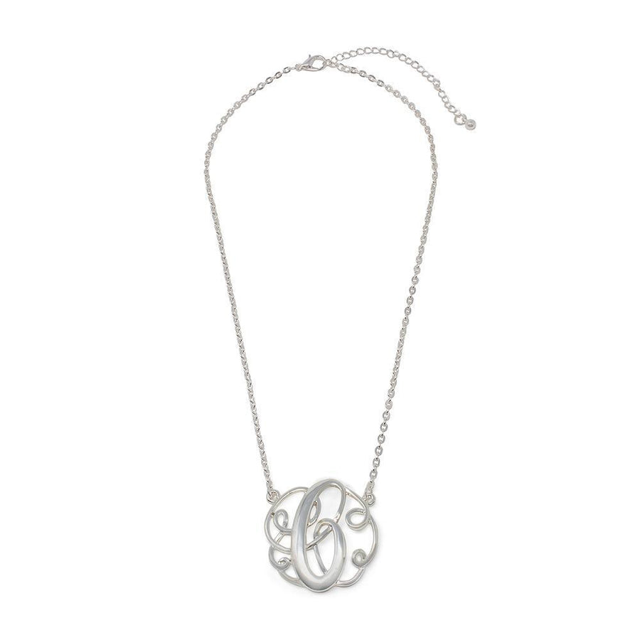 Monogram Initial Necklace C Silver Tone - Mimmic Fashion Jewelry