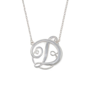 Monogram initial Necklace D SilverTone - Mimmic Fashion Jewelry