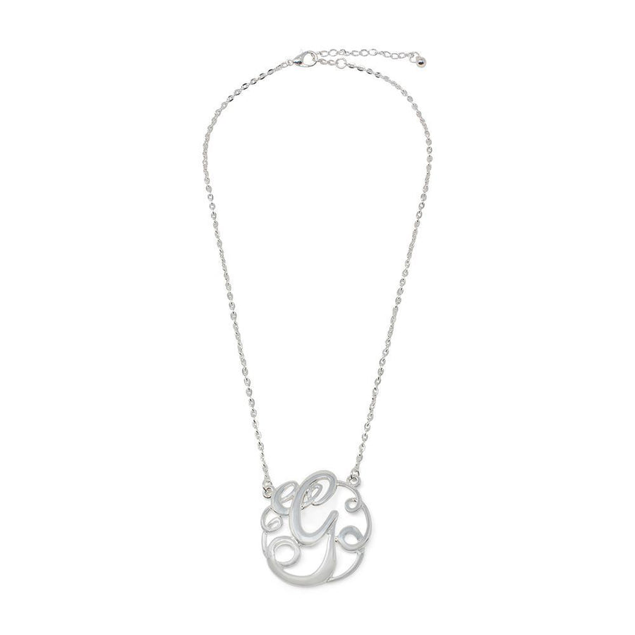 Monogram initial Necklace G SilverTone - Mimmic Fashion Jewelry