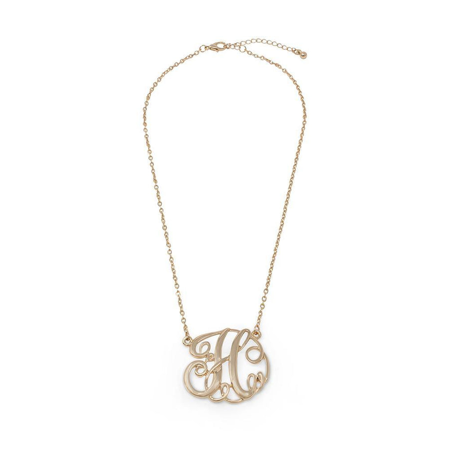 Monogram initial Necklace H GoldTone - Mimmic Fashion Jewelry