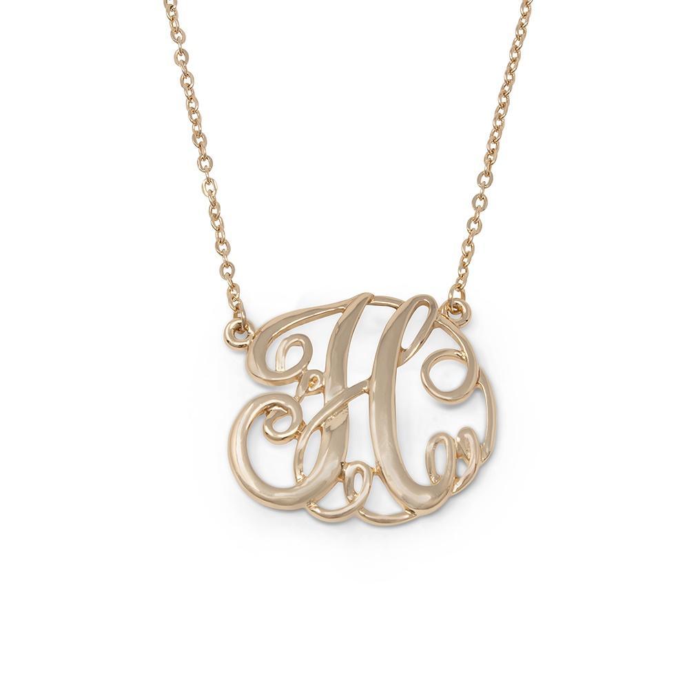 Brushed Initial H Pendant Necklace - Fame Accessories