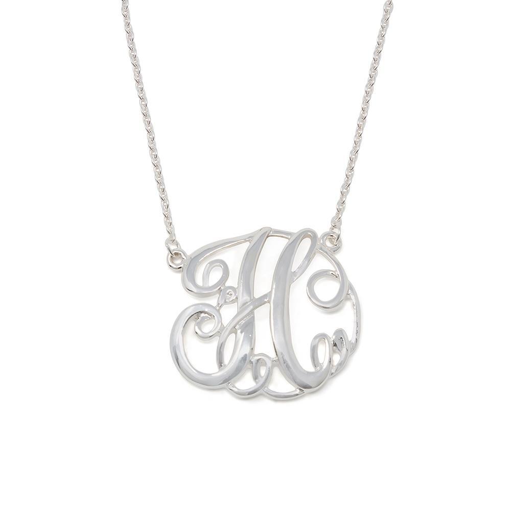 Silver Initial H Disc With Cz Charm Necklace in White | Goldmark (AU)