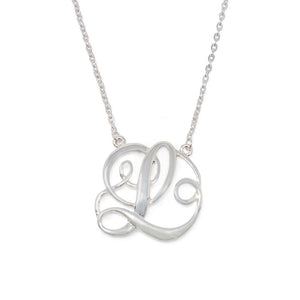 Monogram initial Necklace L SilverTone - Mimmic Fashion Jewelry