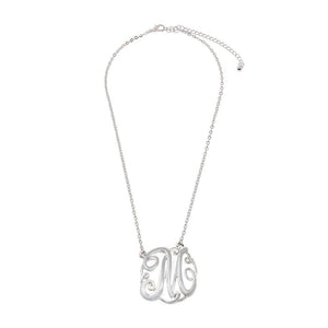 Monogram initial Necklace M SilverTone - Mimmic Fashion Jewelry