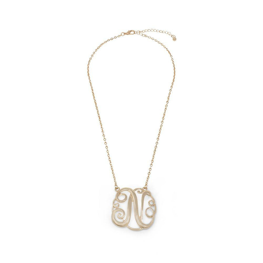 Monogram initial Necklace N GoldTone - Mimmic Fashion Jewelry