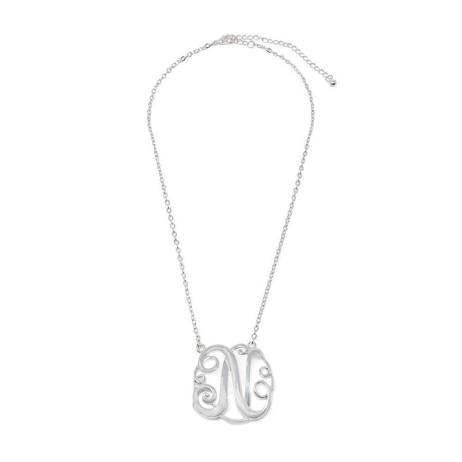 Monogram initial Necklace N SilverTone - Mimmic Fashion Jewelry