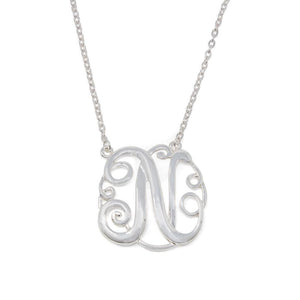 Monogram initial Necklace N SilverTone - Mimmic Fashion Jewelry