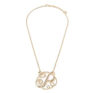 Monogram Initial Necklace P Gold Tone - Mimmic Fashion Jewelry