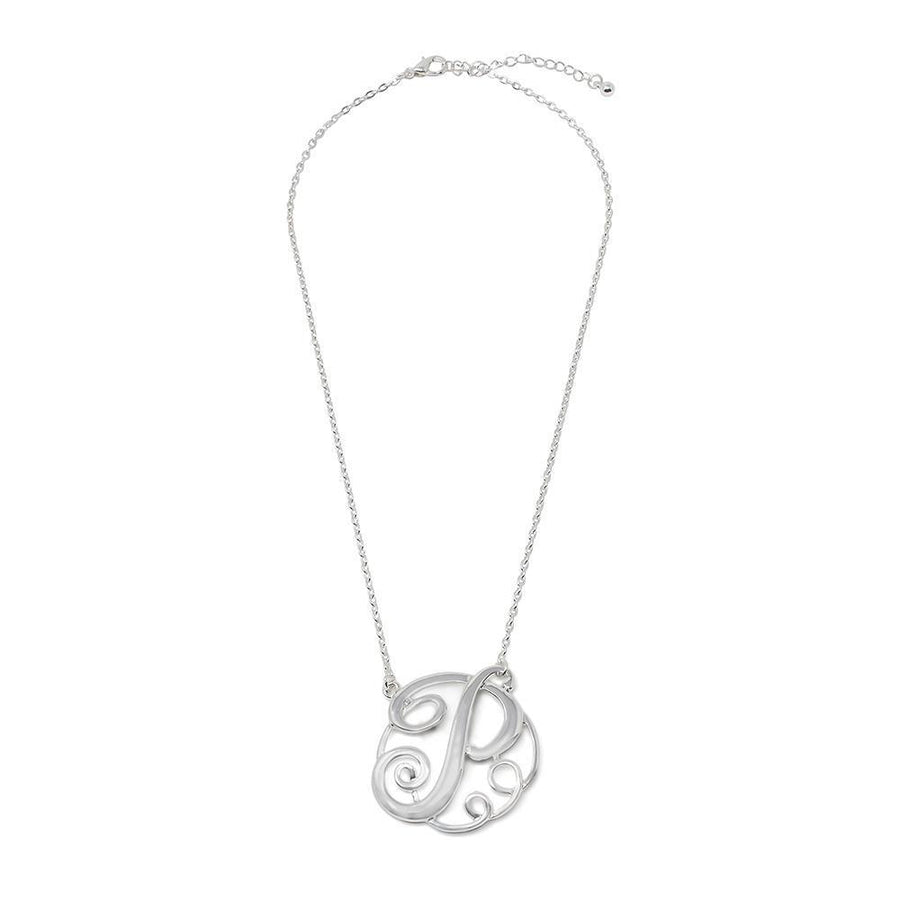 Monogram initial Necklace P SilverTone - Mimmic Fashion Jewelry