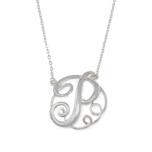 Monogram initial Necklace P SilverTone - Mimmic Fashion Jewelry